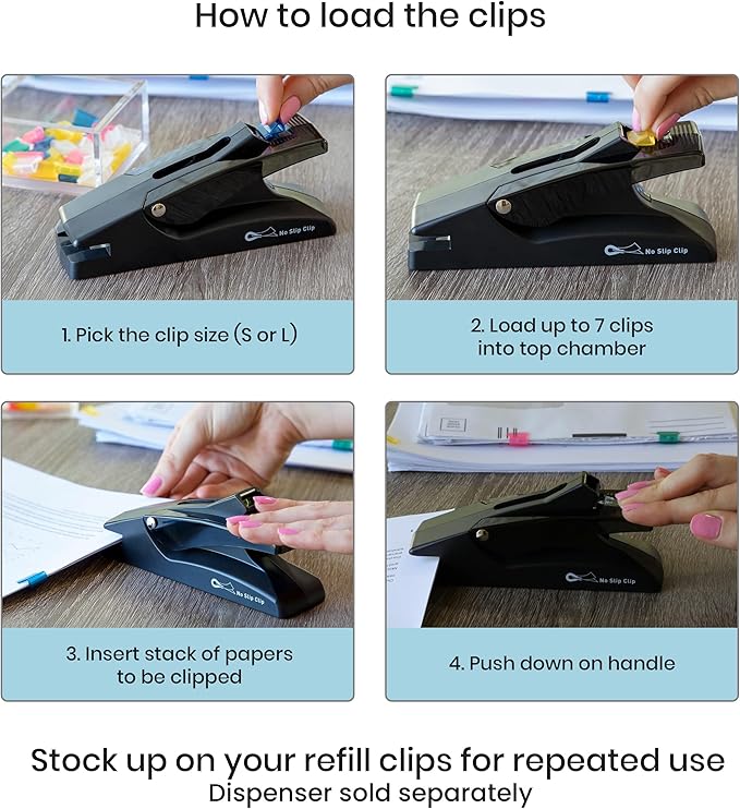 OfficeGoods No Slip Clip Refills - Binds Up to 50 Pages - Reusable (Clear)