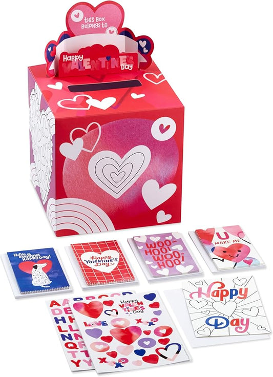 Hallmark DIY Pop Up Valentine's Day Mailbox with Cards and Stickers for Classroom Exchange