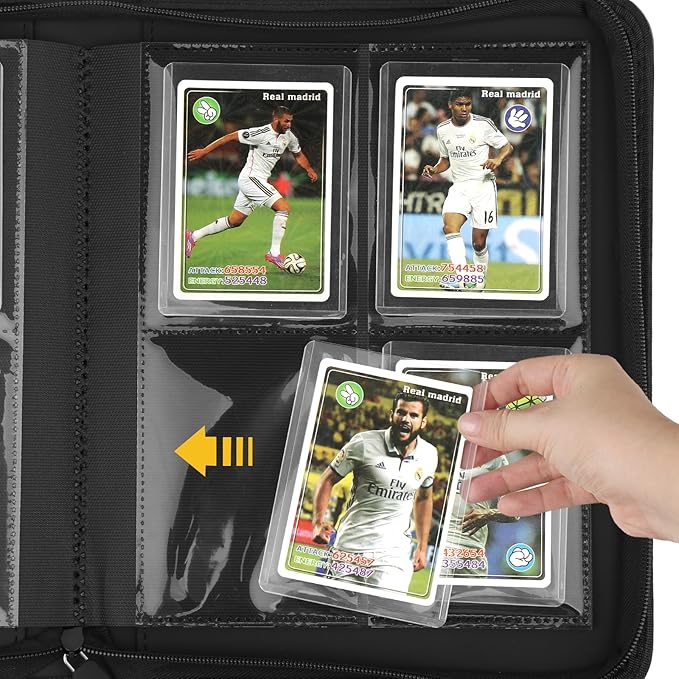Toploader Binder,Toploader Hard Cases, 4-Pocket Pages Sleeves Hold up 128 Cards.Toploader Card Binder with Sleeves for “3×4” rigid，Card Holder(blue)