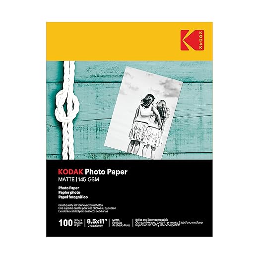Kodak photo paper 8.5 x 11 matte, 100 count 39 lb - 145 g/m (41184-3510-225)