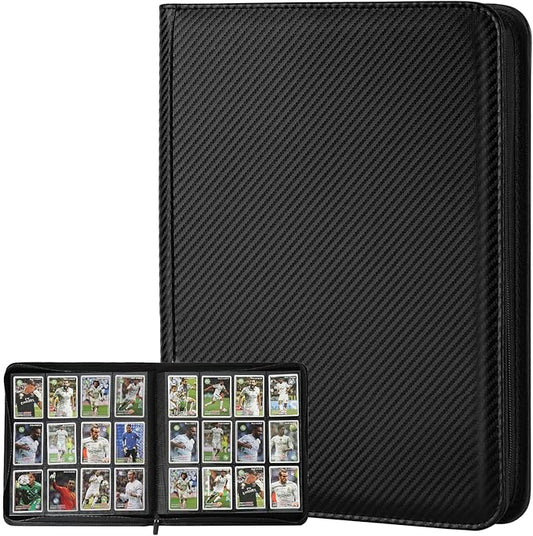 Trading Card Binder 12 Pocket, GERMUN PU Cover Card Binder for 720 Cards, Premium Trading Card Holder Folders, Double Sided Pocket Card Album for MTG, TCG (Carbon Black)