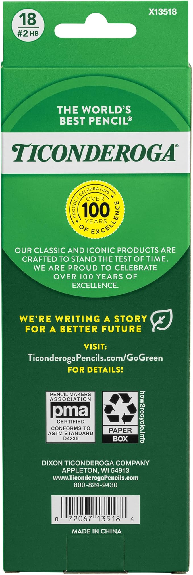 Ticonderoga Wooden Pencils, Pre-Sharpened, #2 HB Soft, Metallic Colors, 18 Count