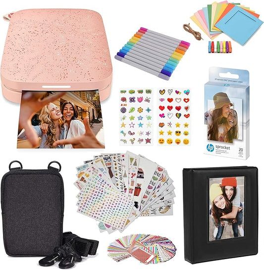 HP Sprocket Portable 2x3 Instant Photo Printer (Blush Pink) Starter Bundle