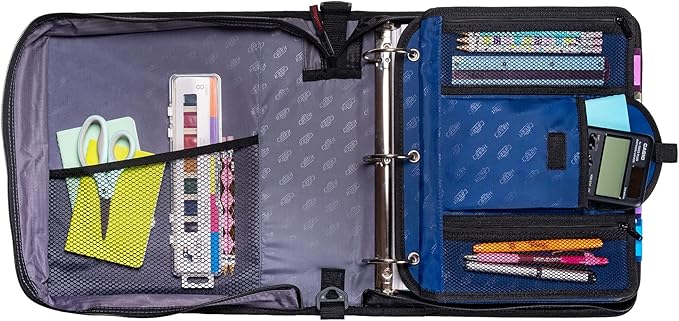 Case It 5-Tab Binder Accessory, 5-colored tabbed, 6 pocket expanding file, fits any standard 3 ring letter size binder, additional zippered mesh pockets for pen storage, ACC-21, Red