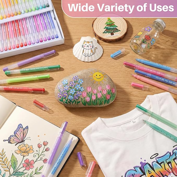 36 Colors 3D Acrylic Gel Pens for Coloring, 1mm Bullet Tip Acrylic Ink Pen for Adult Coloring Marker Paint Pens for Black Paper, Drawing, Fabric, DIY Projects, Art Crafts Supplies