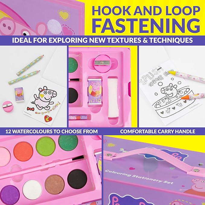 Peppa Pig Art Case for Girls, Colored Pencils, Crayons, Markers, Watercolors, Art Supplies, Drawing Supplies, Travel Stationery Box, Gifts for Girls