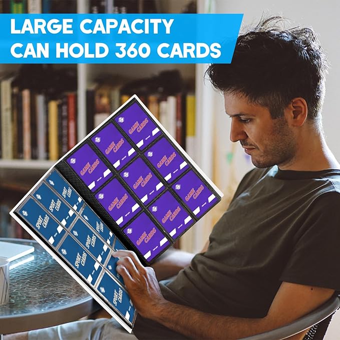 Trading Card Binder, Card Binder Album Folder Book Fit for MTG Baseball Football Sports Cards, Easy to Use Card Collection Binder (White, 360 Pockets)