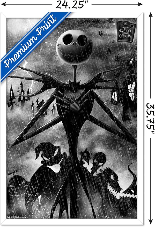 Trends International Disney Tim Burton's The Nightmare Before Christmas - Shadows Wall Poster, 34L x 22.4W, White Framed Version