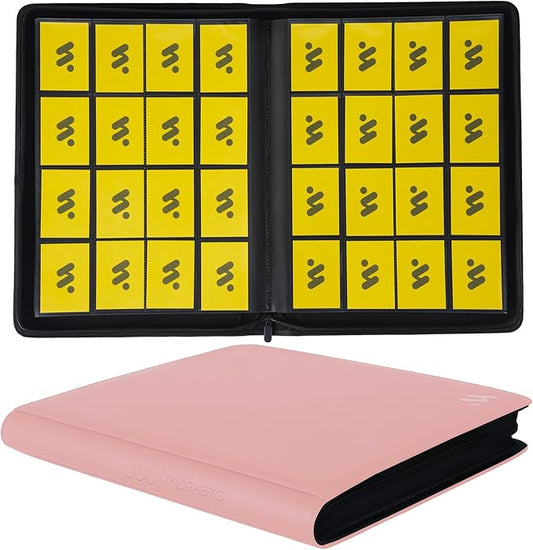 Card Binder 16 Pocket,Trading Card Binder Holds up to 1408 Cards with 44 Sleeves,Zipper Card Holder Album Compatible with TCG Card/Game Cards/Sports Card-Light pink