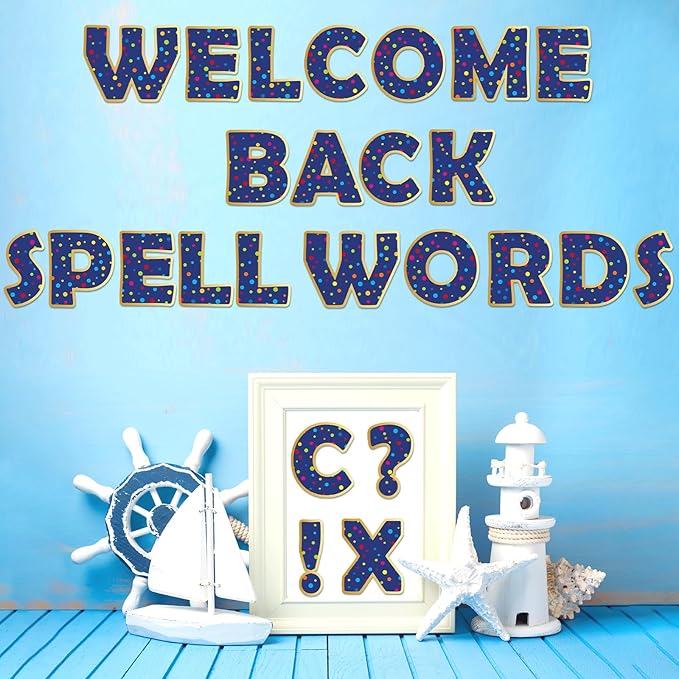 150 PCS Large 6" Bulletin Board Letters Set, Blue with Colorful Polka Dot Classroom Alphabet Cutout Letter for Bulletin Board Display Home School, A Great Helper to Inspire Students' Learning Interest