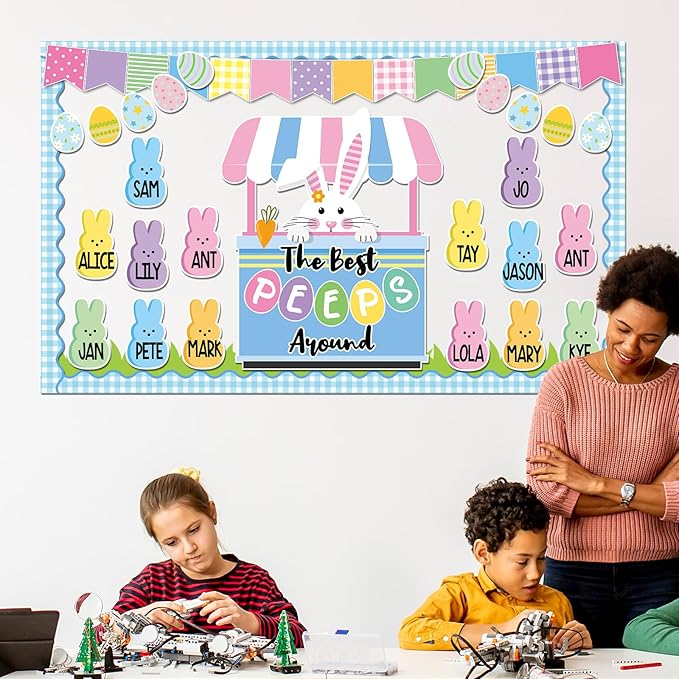 Easter Bunny Bulletin Board Classroom Decorations Easter Bunny Egg Bulletin Board Set Spring Easter Cutouts Easter Bunny Name Tags for School Classroom Teacher Student Door Wall Supplies