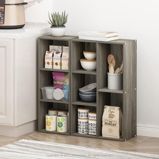Furinno Pasir 3-Tier No Tool Assembly Open Shelf Bookcase, French Oak | Furinno, Pasir, 3-Tier, No Tool Assembly, Open Shelf, Bookcase