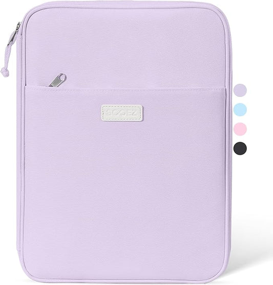 Sooez Zipper Binder Bag, 1 Inch Binders 3 Ring O-Ring, 5-Tab Dividers Expanding File Folder, 420-Sheet Capacity Three Ring Binder, Cute Organizer Storage for Student School Classroom Supplies, Purple