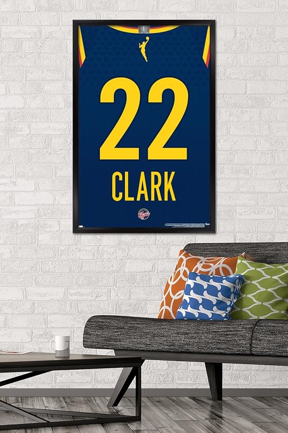 WNBA Indiana Fever - Caitlin Clark Jersey Wall Poster, 34L" x 22.4W", Black Framed Version