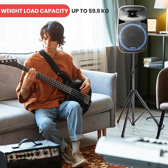Pyle Universal Speaker Tripod Stand Mount - 6' Sound Equipment Holder Height Adjustable Up to 70 Inches For Speakers w/ 35mm Compatible Insert Perfect for Home, On Stage or In Studio Use