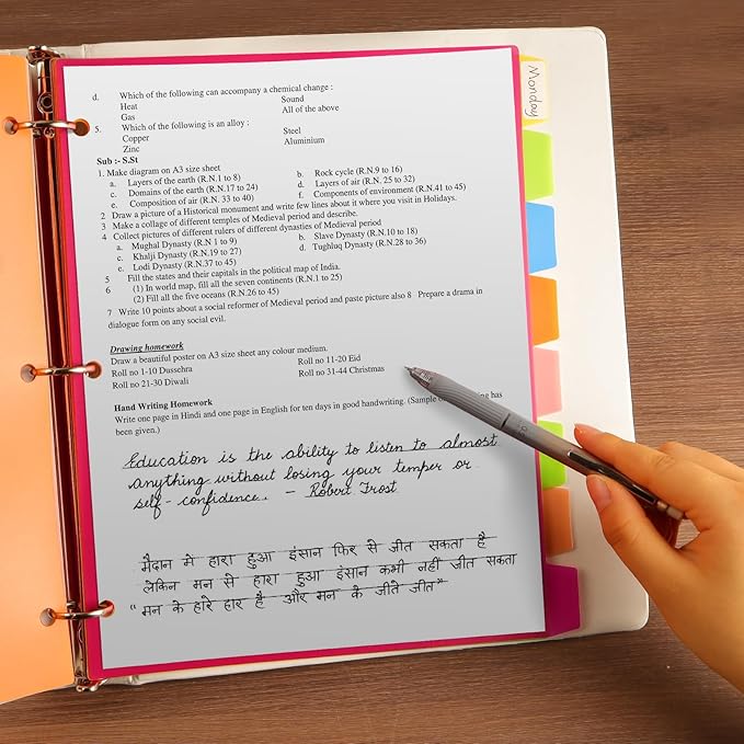 Binder Dividers with Tabs, Sturdy Plastic Dividers for 3 Ring Binder with 8 Tabs, Colorful 3 Ring Binder Dividers with Tabs, Dividers for 3 Ring Binder Page Protectors for School, 2 Set (16 Pcs)