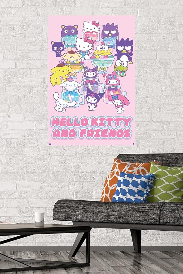 Trends International Hello Kitty and Friends: 24 Summer Fresh - Group Wall Poster, 34L x 22.4W, Premium Unframed Version