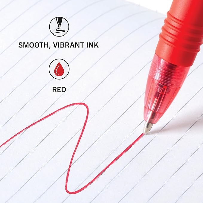 Zebra Pen Z-Grip Retractable Ballpoint Pen, Smooth-Flowing Red Ink, 1.0mm Medium Point, School & Office Supplies, Ideal for Note-Taking, Journal and Planner Use, 18-Pack (22318)