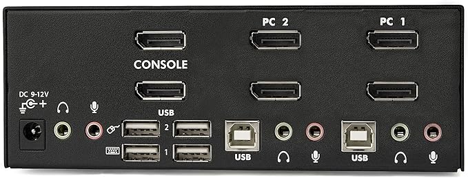 StarTech.com Dual Monitor DisplayPort KVM Switch - 2 Port - USB 2.0 Hub - Audio and Microphone - DP KVM Switch , TAA (SV231DPDDUA)