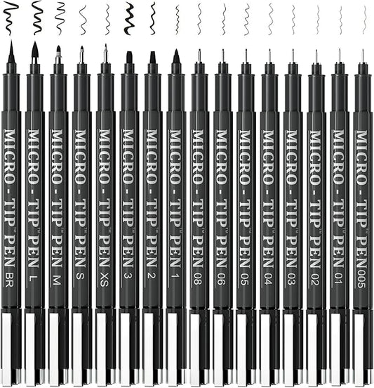 16 Pack Calligraphy Pens, Hand Lettering Pens, Brush Markers Black Ink for Beginners Writing, Lettering, Journaling, Art Drawing, Signature, Illustrations and Office School Supplies