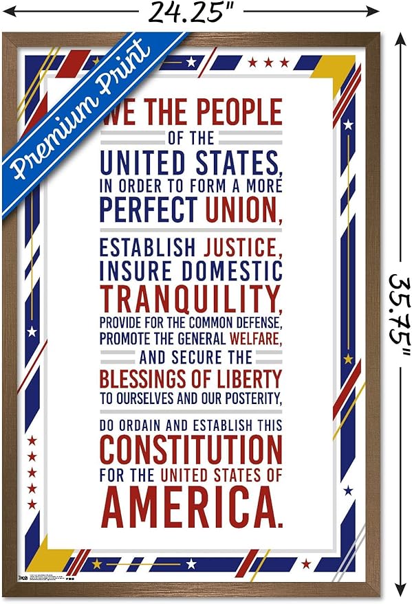 Trends International The United States Of America - Constitution Preamble Wall Poster, 22.375" x 34", Bronze Framed Version