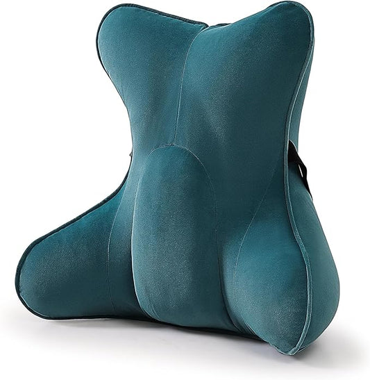Lumbar Support Pillow(Pat. Pend) – Multi-Functional Ergonomic Back Cushion for Office Chair, Car Seat & Sofa, Reading Pillow with Firm Multi-Zone Support to Relieve Lower Back Pain,Slate Blue
