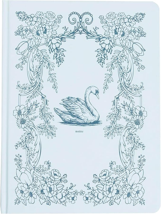 Pearhead Hardcover Journal Notebook 6x8 – Blue Swan College-Ruled Writing Journal with 200 Lined Pages for Notes, Work & Journaling