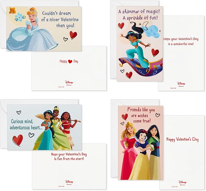 Hallmark Disney Princess Valentines Day Cards for Kids School Classroom Exchange and Mailbox with Light and Sound