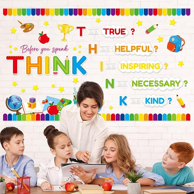 party greeting Growth Mindset Bulletin Board Set Think Before You Speak Classroom Decorations Positive Sayings Cutouts Back to School Bulletin Board Border for Kindergarten Preschool Supplies