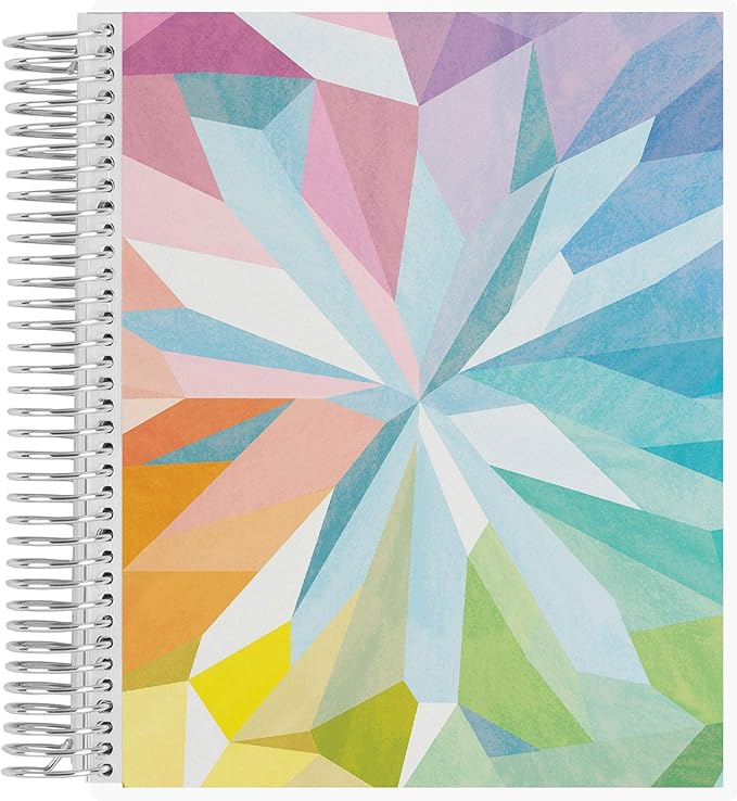 Erin Condren 7" X 9" Spiral Bound Productivity Notebook - Kaleidoscope, Functional 160 Lined Page and 80Lb Thick Paper Spiral Notebook, Stickers Included
