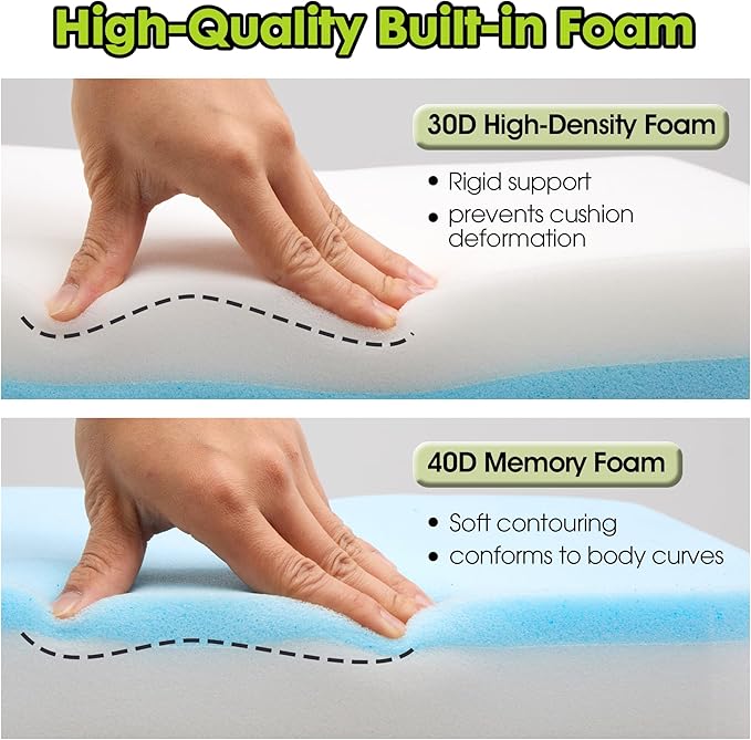 Stadium Cushion with Dual-Layer Foam (30D Support + 40D Memory), High Elasticity & Breathable, Waterproof Thick Bleacher Pad for Long Games, Portable for Outdoor Indoor Seating