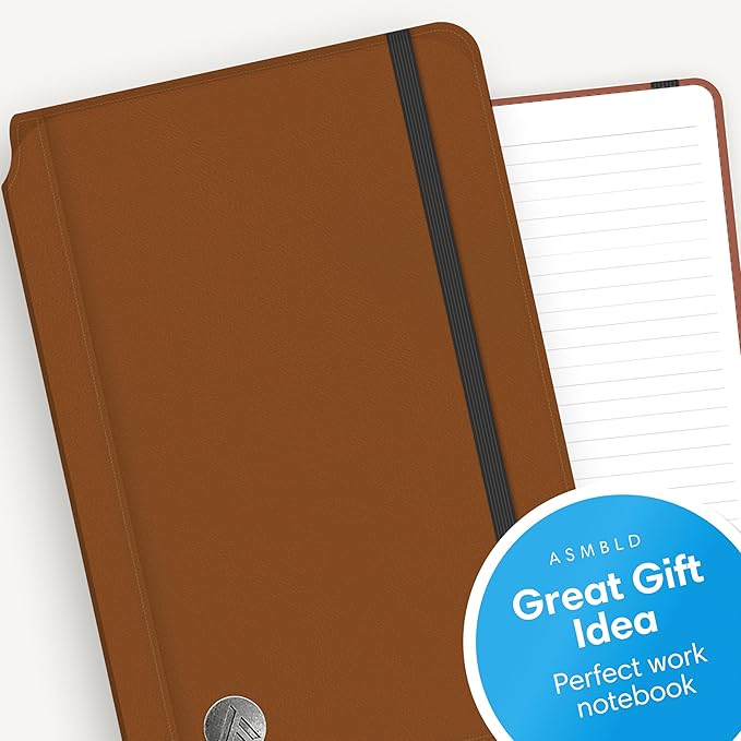 Blue Sky ASMBLD Notebook, 5.75" x 8.5", Undated, Open Spine with Bungee Closure, Flexible Cover, Lined Pages for Journaling, Notes and Planning (Tan, 5.75" x 8.5")