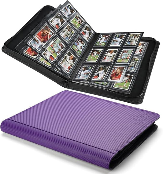 Toploader Binder,Toploader Hard Cases, 9-Pocket Pages Sleeves Hold up 288 Cards.Toploader Card Binder with Sleeves for “3×4” rigid，Card Holder(purple)