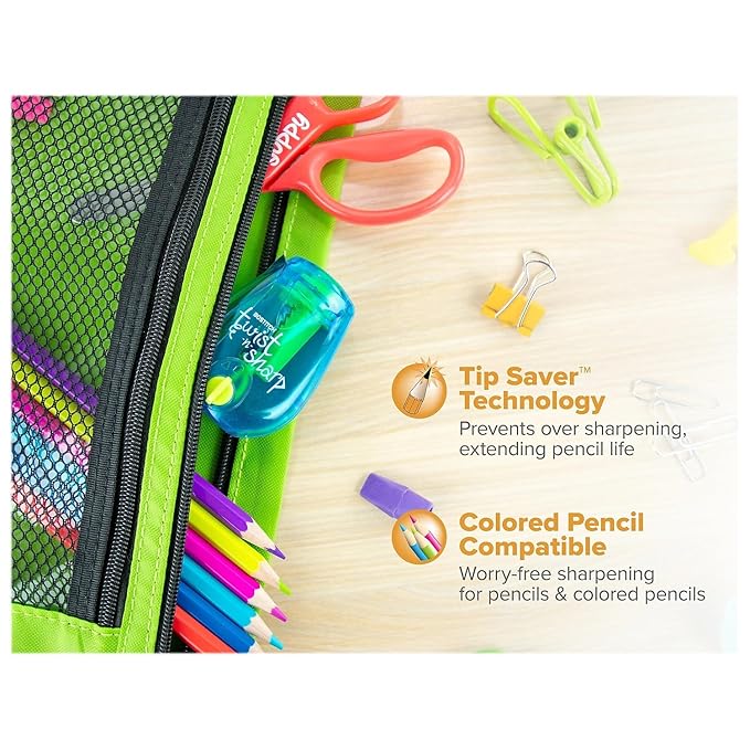 Bostitch Office Pencil Sharpener, Twist-N-Sharp, Easy Open Tray, Perfect for Kids, Works with Colored Pencils & Makeup Pencils, 3-Pack
