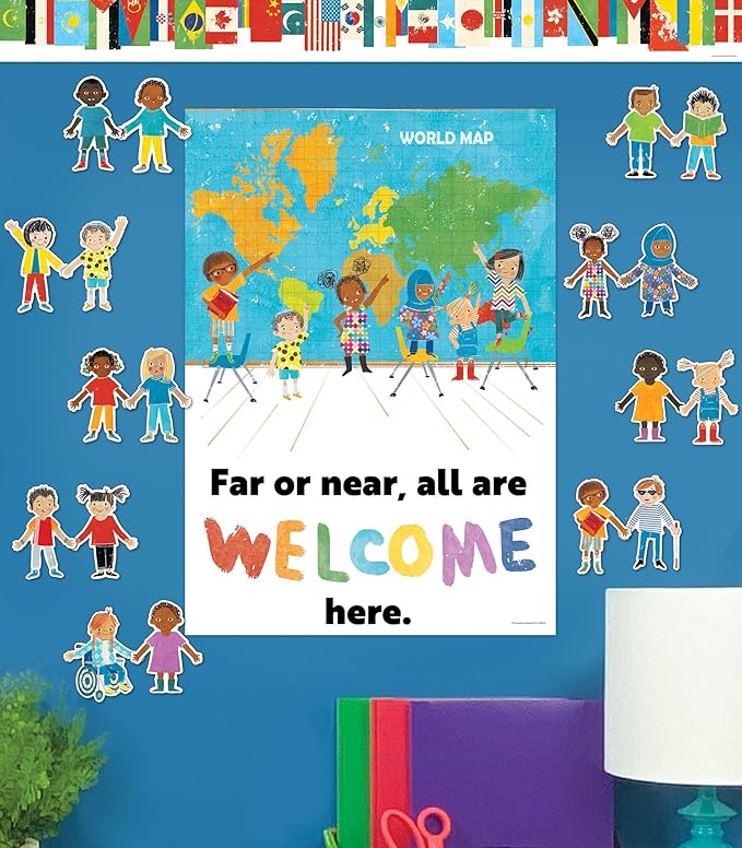 Carson Dellosa 36-Piece All are Welcome Children's Book Cutouts, Diverse Students and Kids Accents for Back to School, Bulletin Board, and Classroom Decor