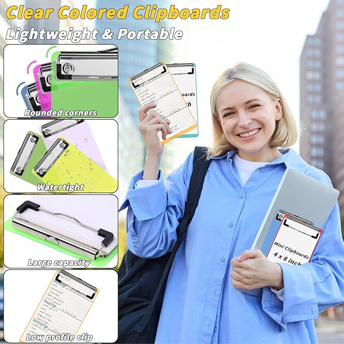 20 Pcs Mini Plastic Clipboards Bulk 20 Assorted Colors 4 x 8 in Kids Clip Board Half Page Clipboard Portable for Restaurant School Waitress Guest Server Books Menu Holder