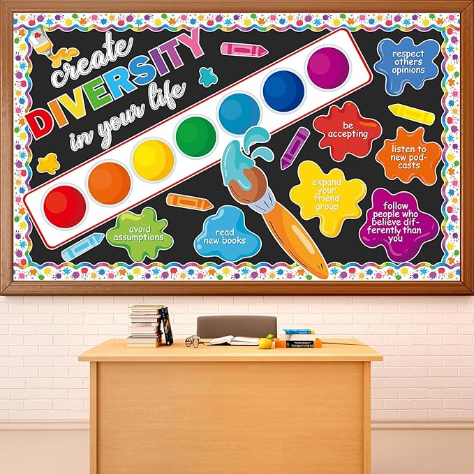 Art Paint Splatter Bulletin Board Set Colorful Back to School Classroom Decorations Motivational Bulletin Board Art Inspiration Cutouts for School Office Classroom Chalkboard Wall Decor