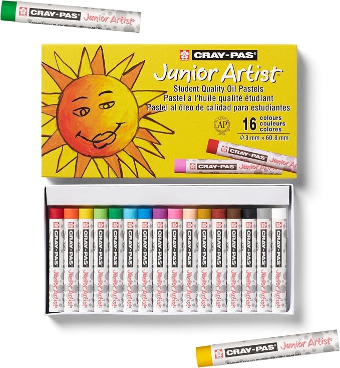 SAKURA Cray-Pas Junior Artist Oil Pastels, 16 Count (Pack of 1), Colors may vary