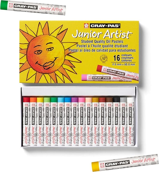 SAKURA Cray-Pas Junior Artist Oil Pastels, 16 Count (Pack of 1), Colors may vary