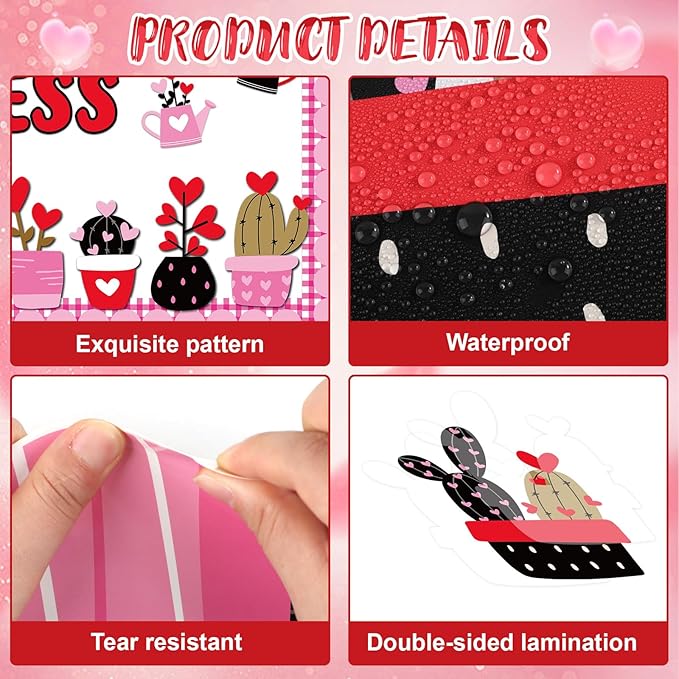 Valentine's Day Bulletin Board Set Plant Kindness Valentines Classroom Decorations Positive Motivational Potted Plant Love Heart Paper Cutouts for Party School Home Chalkboard Wall Decor Supplies