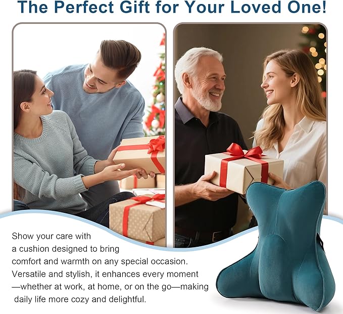 Lumbar Support Pillow(Pat. Pend) – Multi-Functional Ergonomic Back Cushion for Office Chair, Car Seat & Sofa, Reading Pillow with Firm Multi-Zone Support to Relieve Lower Back Pain,Slate Blue