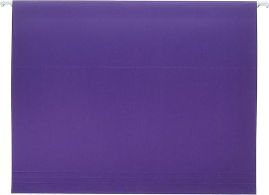School Smart Letter Size Hanging File Folders with 1/5 Cut Tab - Pack of 25 - Purple - 085112