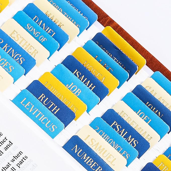 Starry Night Bible Tabs, Van Gogh Inspired 105 Pcs Gold Foil Index Tabs with Ruler - 66 Books & 39 Blank DIY Stickers, Bible Journaling Supplies, Artistic Bible Accessories Gift Set for Women and Men