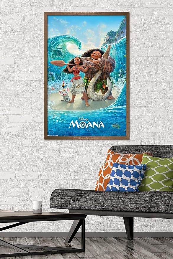 Disney Moana - Ocean Floor Wall Poster, 34L" x 22.4W", Bronze Framed Version