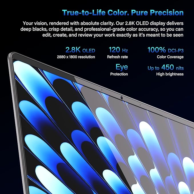 GEEKOM GeekBook X14 Pro Laptop, 2.2lbs Ultra Thin 14" 2.8K OLED Laptop Computer, Ultra 5 125H, 32GB LPDDR5x 7500MHz RAM 1TB SSD, Up to 16 Hour, 2X USB4, Fingerprint, Hub, Copilot, Windows 11 Pro