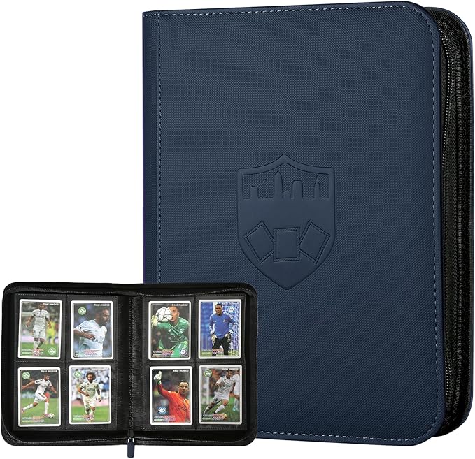 Trading Card Binder 4 Pocket, GERMUN PU Cover Card Binder for 160 Cards, Premium Trading Card Holder Folders, Double Sided Pocket Card Album for MTG, TCG (Blue)