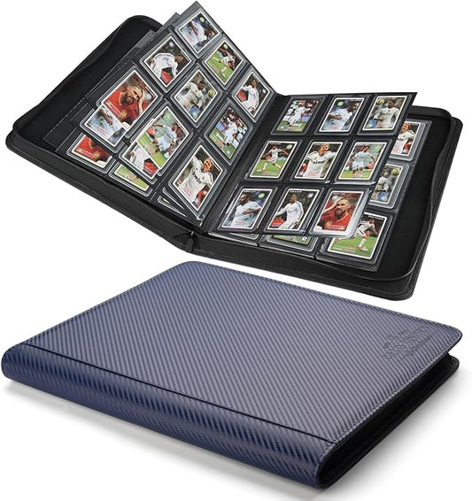 Toploader Binder,Toploader Hard Cases, 9-Pocket Pages Sleeves Hold up 288 Cards.Toploader Card Binder with Sleeves for “3×4” rigid，Card Holder(blue)
