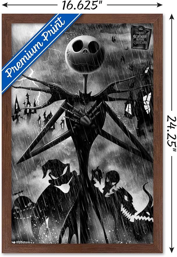 Trends International Disney Tim Burton's The Nightmare Before Christmas - Shadows Wall Poster, 22.4L x 14.7W, Mahogany Framed Version