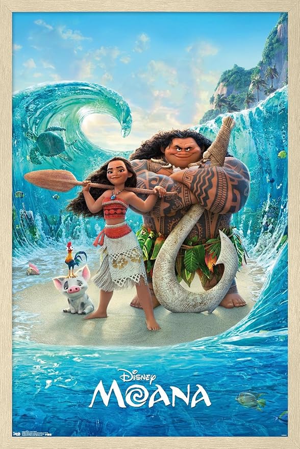 Disney Moana - Ocean Floor Wall Poster, 22.4L" x 14.7W", Blonde Framed Version