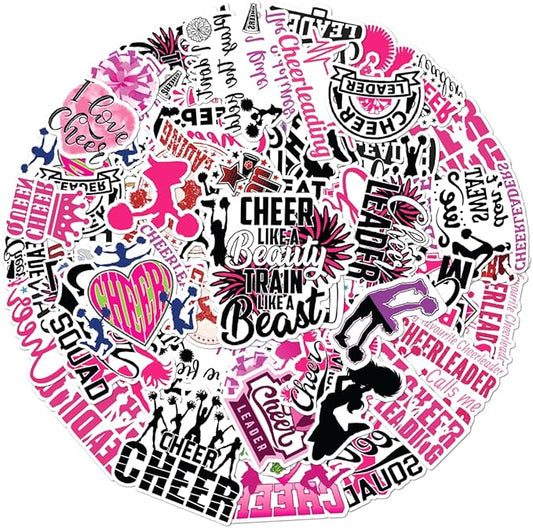 Cheerleading Motivational Quote Stickers Pack 50Pcs Vinyl Waterproof Sticker Set for Laptop Water Bottles Scrapbooking Notebooks Journals Girls Teens Cheer Squad